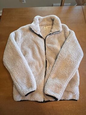 PINK Victoria's Secret Plush Cream Teddy Zip Jacket